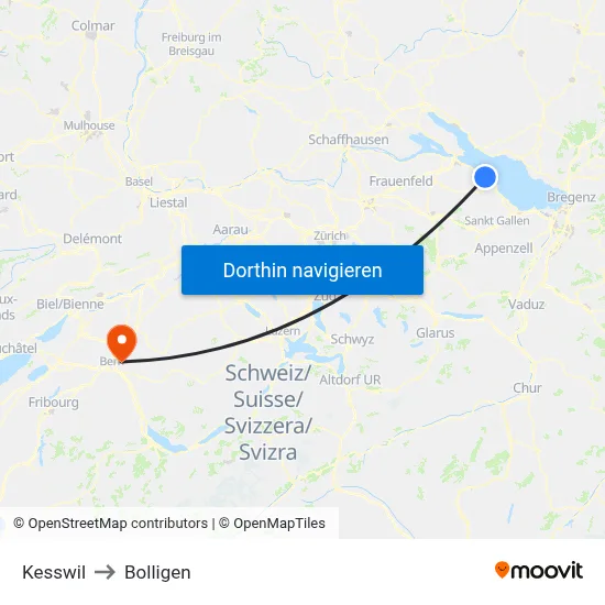 Kesswil to Bolligen map