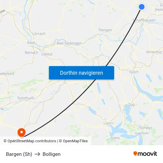 Bargen (Sh) to Bolligen map