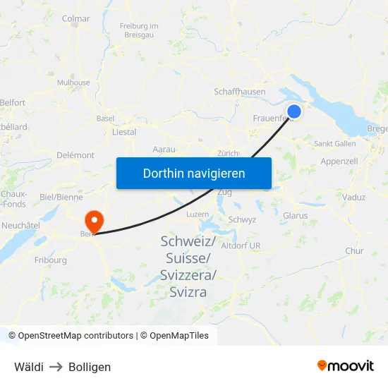 Wäldi to Bolligen map
