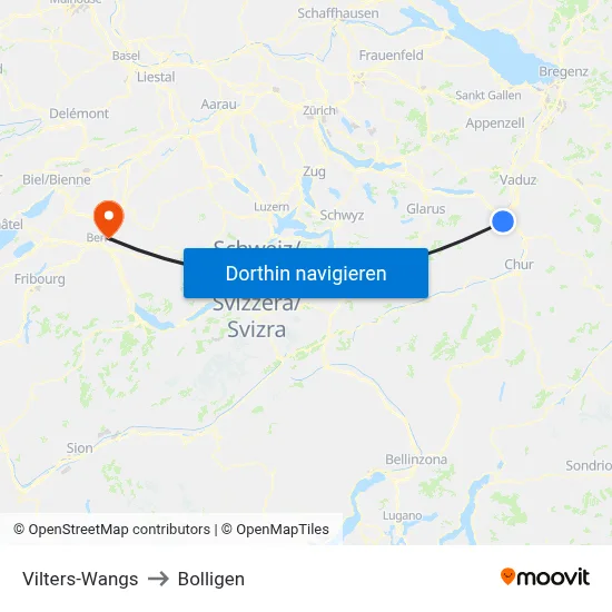 Vilters-Wangs to Bolligen map
