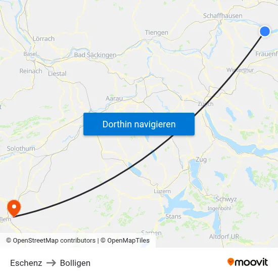 Eschenz to Bolligen map