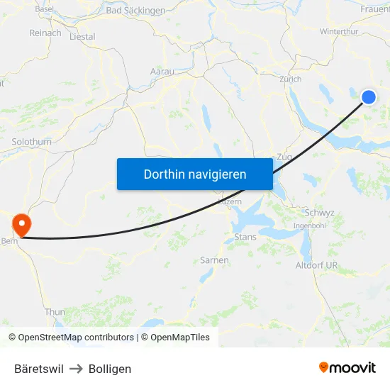 Bäretswil to Bolligen map