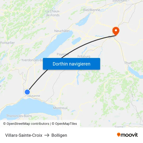 Villars-Sainte-Croix to Bolligen map