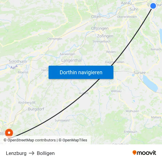 Lenzburg to Bolligen map