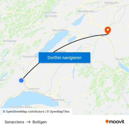 Senarclens to Bolligen map