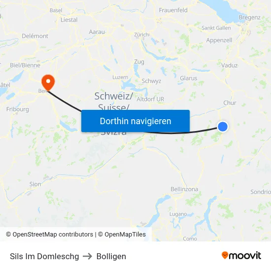 Sils Im Domleschg to Bolligen map