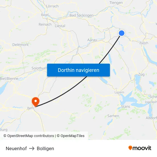 Neuenhof to Bolligen map