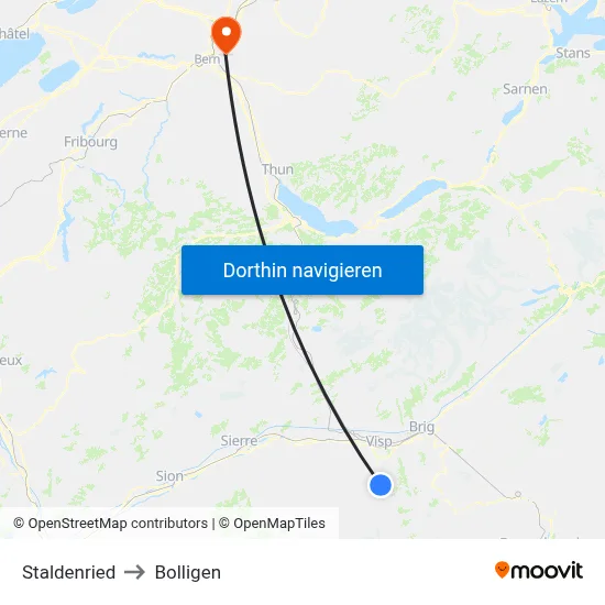 Staldenried to Bolligen map