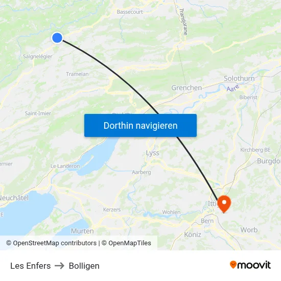 Les Enfers to Bolligen map