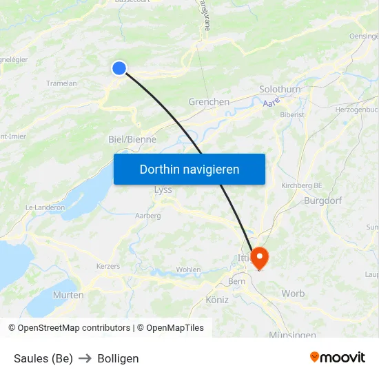 Saules (Be) to Bolligen map