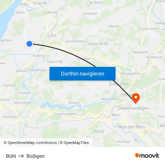 Bühl to Bolligen map