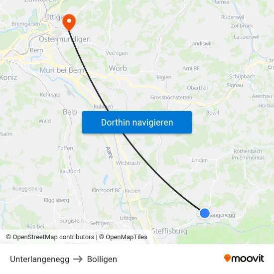 Unterlangenegg to Bolligen map