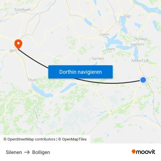 Silenen to Bolligen map