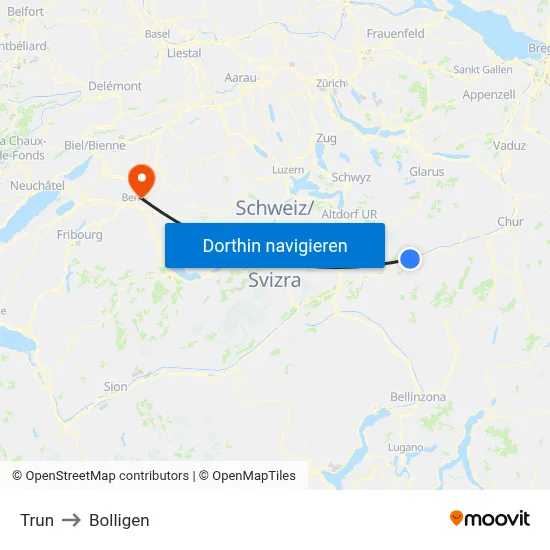 Trun to Bolligen map