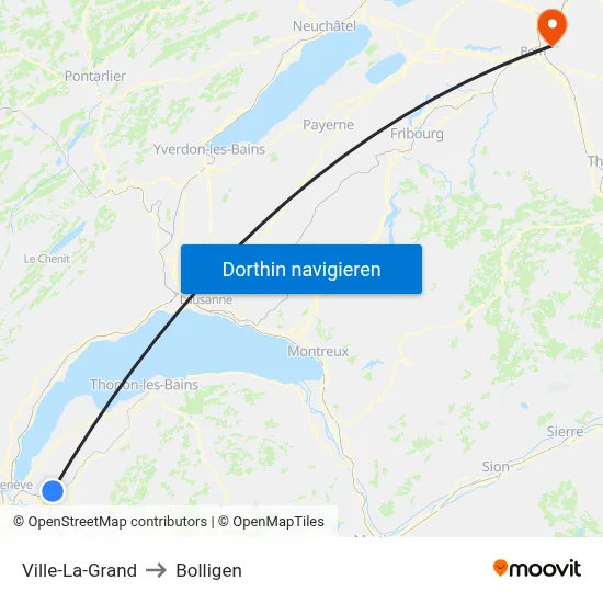 Ville-La-Grand to Bolligen map