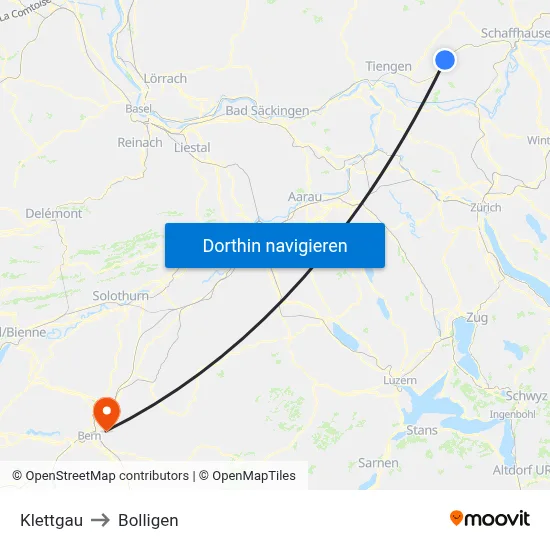 Klettgau to Bolligen map
