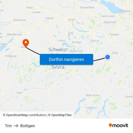Trin to Bolligen map
