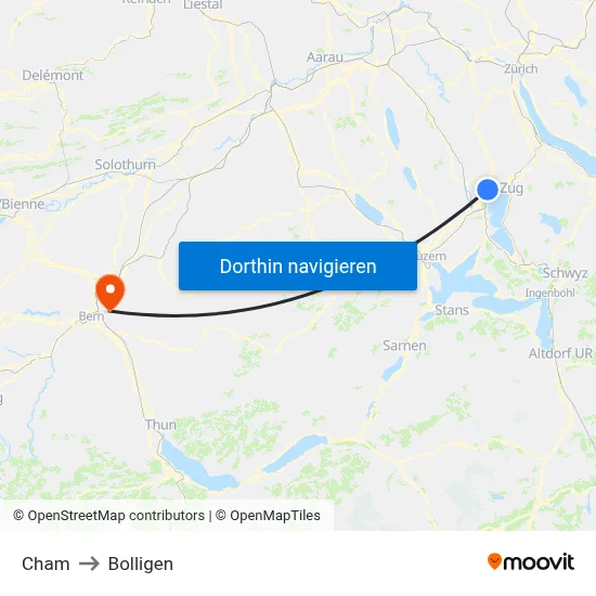 Cham to Bolligen map