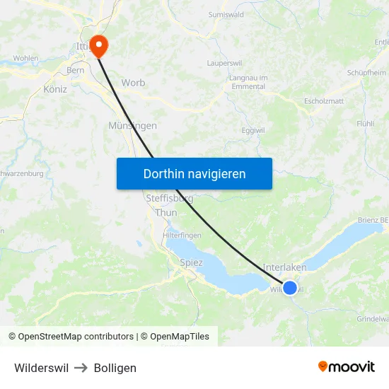 Wilderswil to Bolligen map