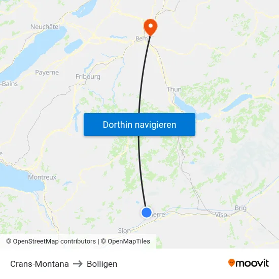 Crans-Montana to Bolligen map