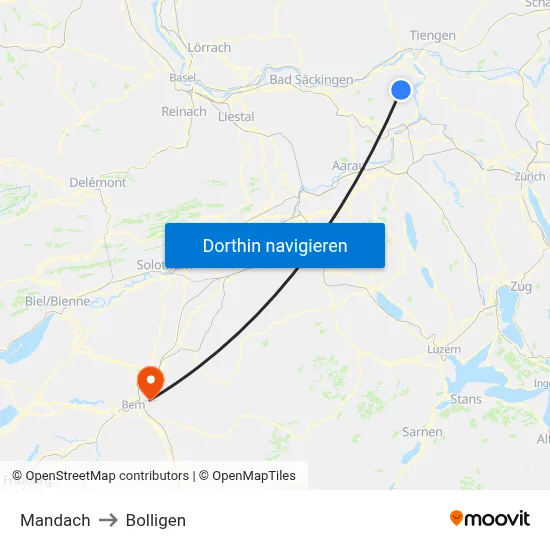 Mandach to Bolligen map