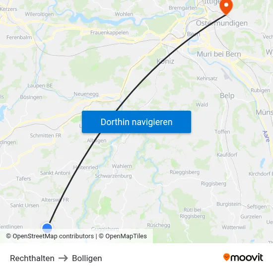 Rechthalten to Bolligen map
