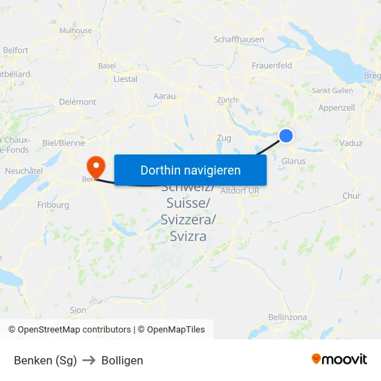 Benken (Sg) to Bolligen map