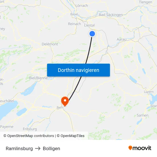 Ramlinsburg to Bolligen map