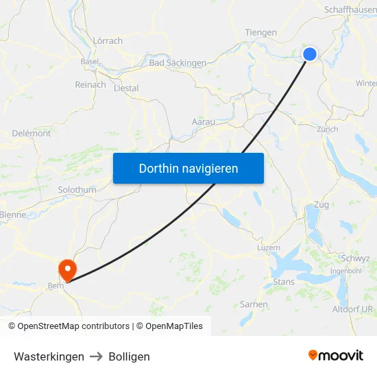 Wasterkingen to Bolligen map