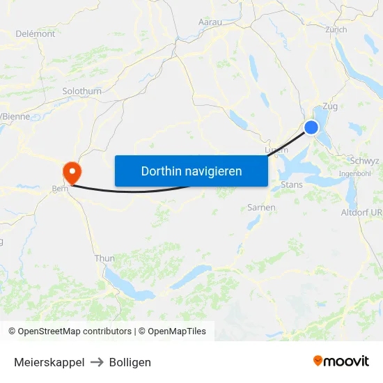 Meierskappel to Bolligen map
