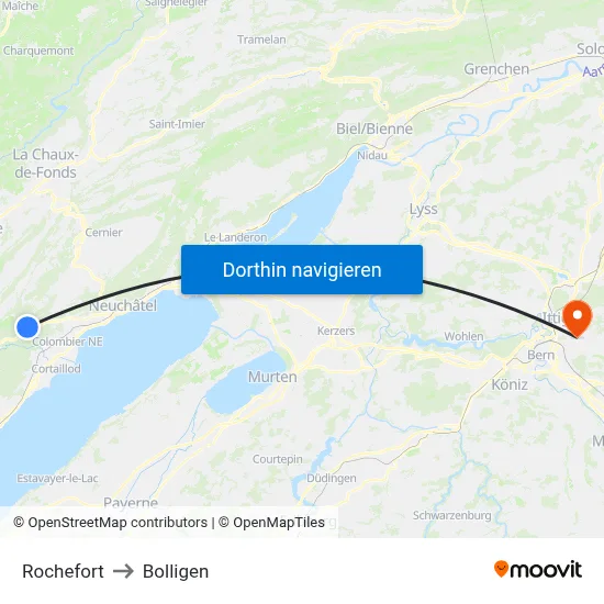 Rochefort to Bolligen map