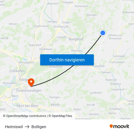 Heimiswil to Bolligen map