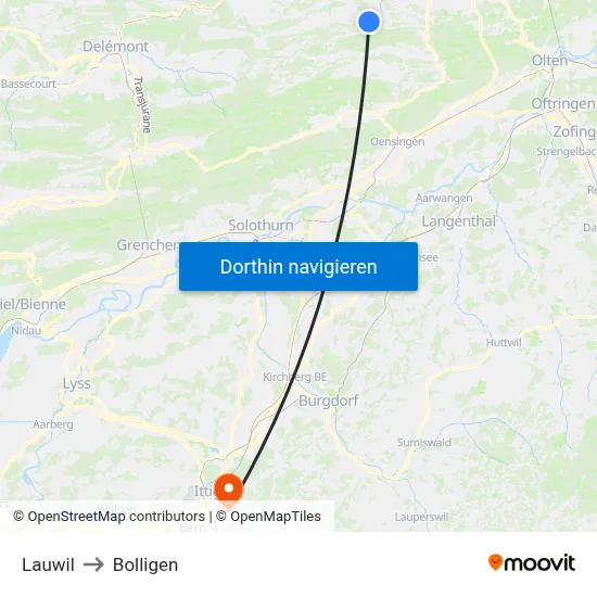Lauwil to Bolligen map