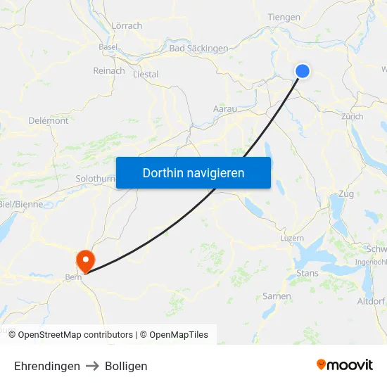 Ehrendingen to Bolligen map