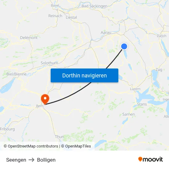 Seengen to Bolligen map
