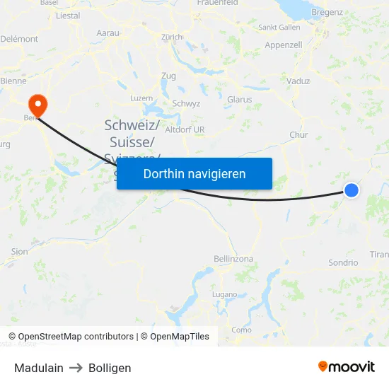 Madulain to Bolligen map