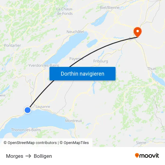 Morges to Bolligen map