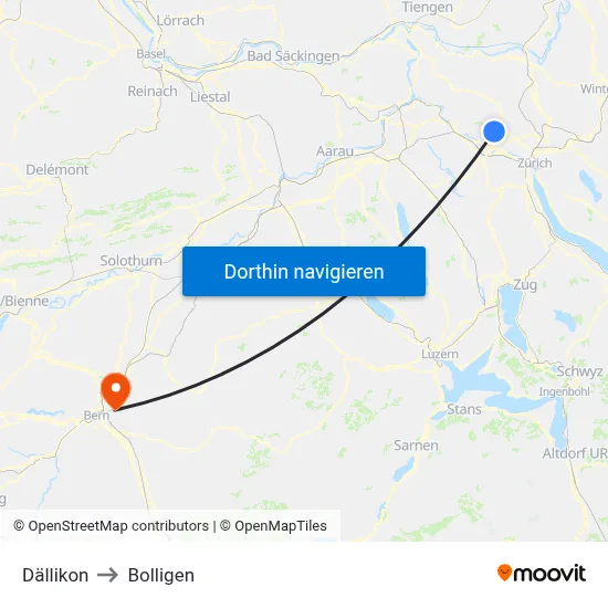 Dällikon to Bolligen map