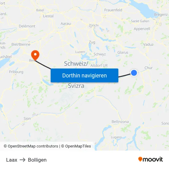 Laax to Bolligen map