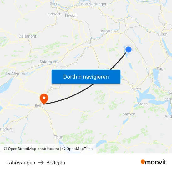 Fahrwangen to Bolligen map