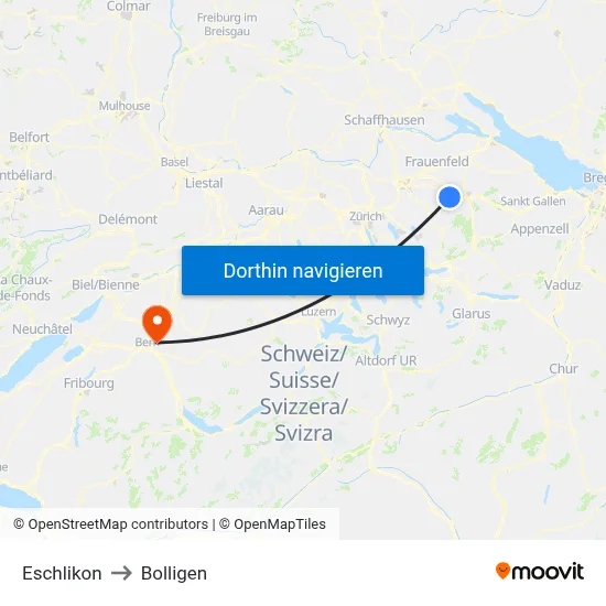 Eschlikon to Bolligen map