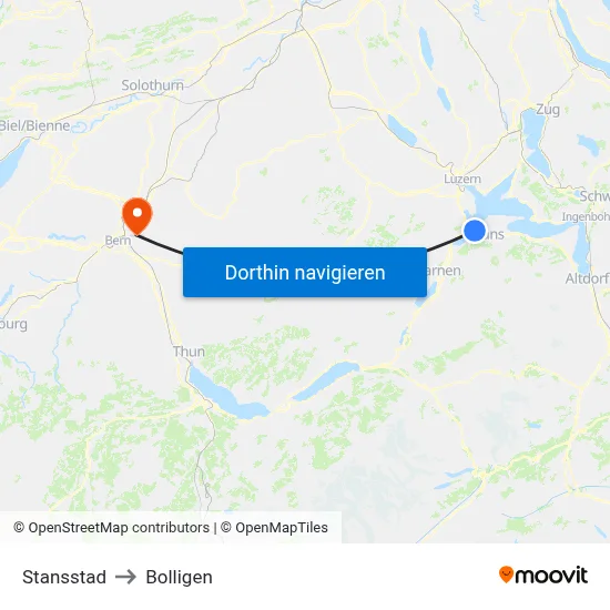 Stansstad to Bolligen map