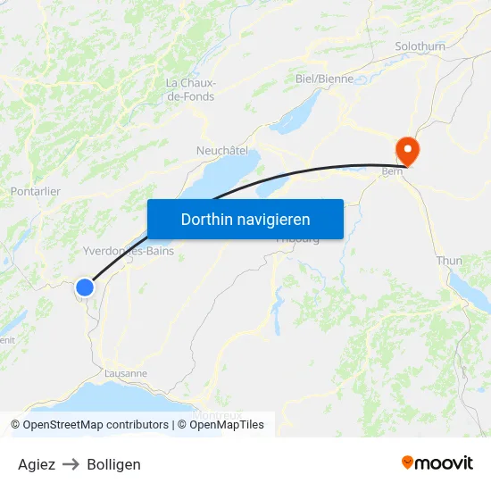 Agiez to Bolligen map