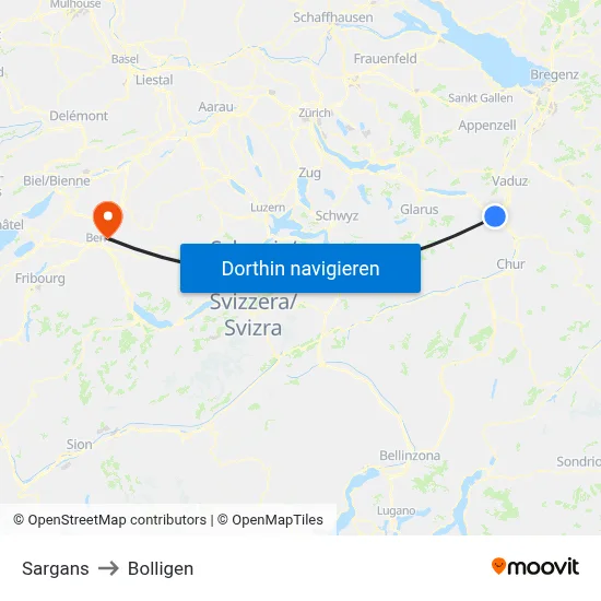 Sargans to Bolligen map
