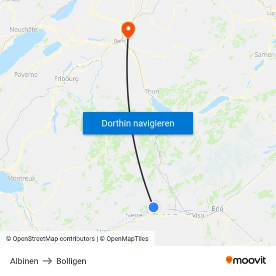 Albinen to Bolligen map