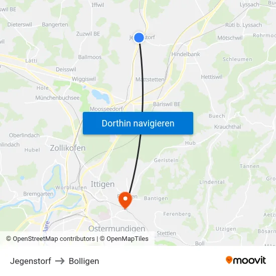 Jegenstorf to Bolligen map