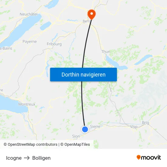 Icogne to Bolligen map