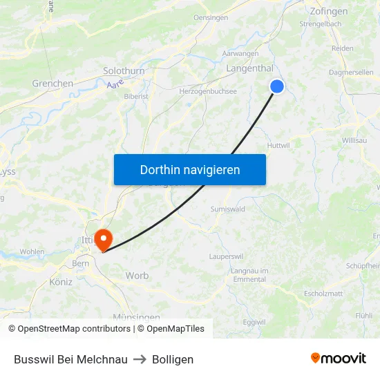Busswil Bei Melchnau to Bolligen map