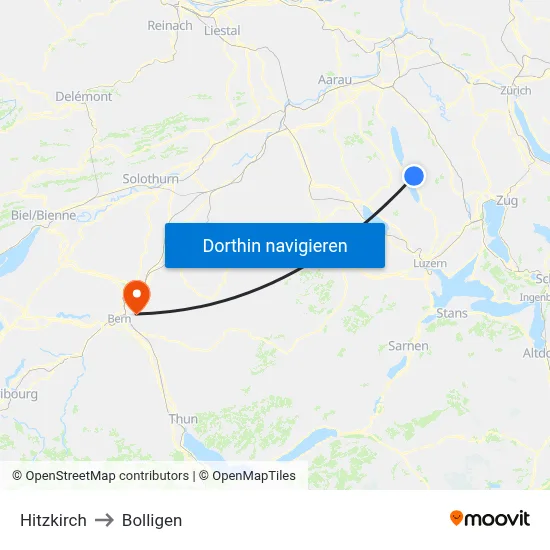 Hitzkirch to Bolligen map