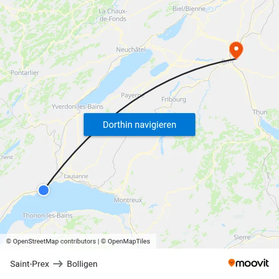 Saint-Prex to Bolligen map
